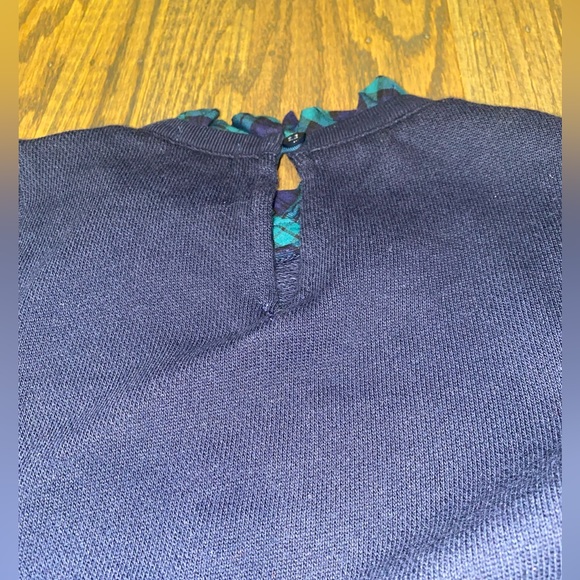 Crewcuts Navy Sweater Dress with Navy and Green Plaid Collar Size 3 - Picture 3 of 4